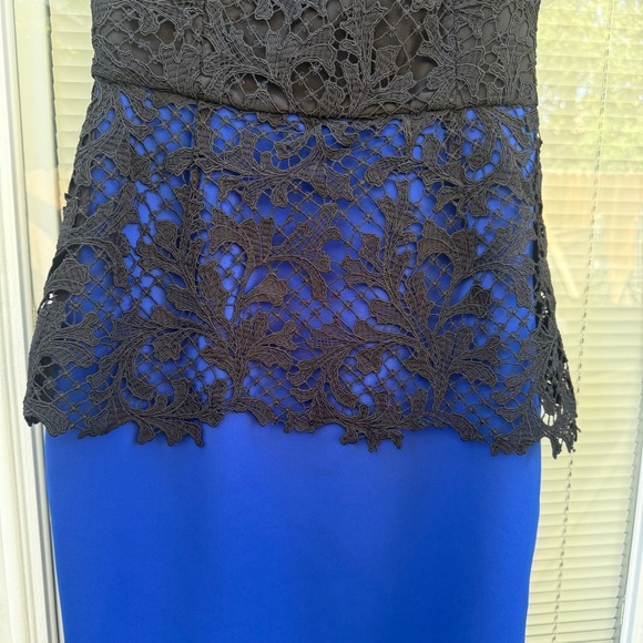SACHIN AND BOBBY Noir Elegant Cobalt Blue with Black Lace Cocktail Dress NWT - Picture 11 of 14